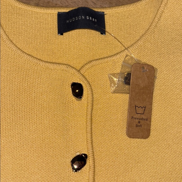 Boutique Yellow Knit Trendy Vest Top Large NWT NEW Hudson Gray Spring - Picture 5 of 6